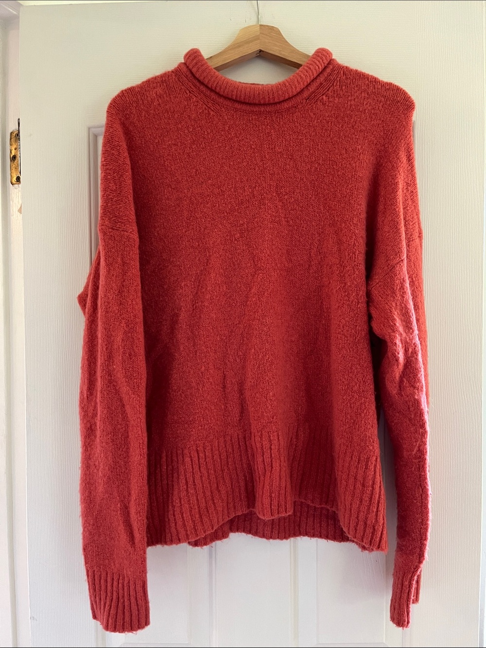 Madewell Coral-Red Cozy Crewneck Sweater